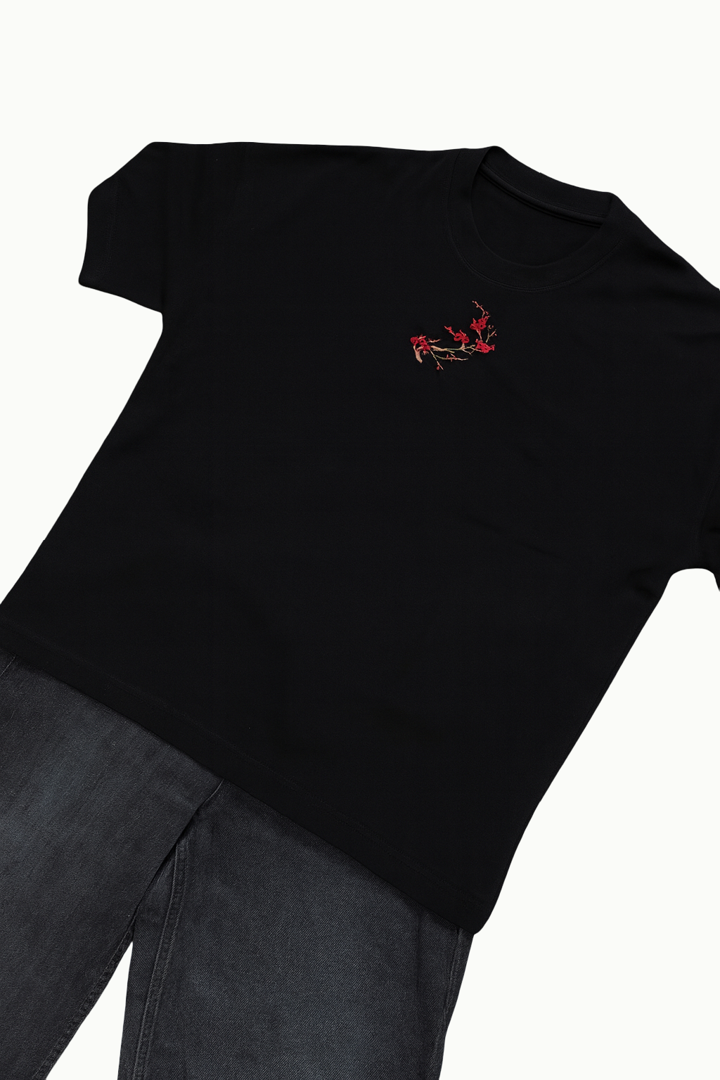 Red Blossom Embroidered Tee (Unisex)